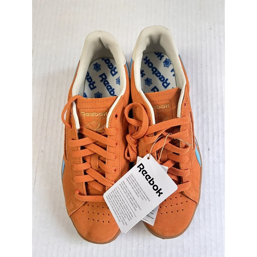 Reebok Club C 85 Mens Burnt Orange Light Blue Suede‎ Sneakers 7 Retro Skater Low